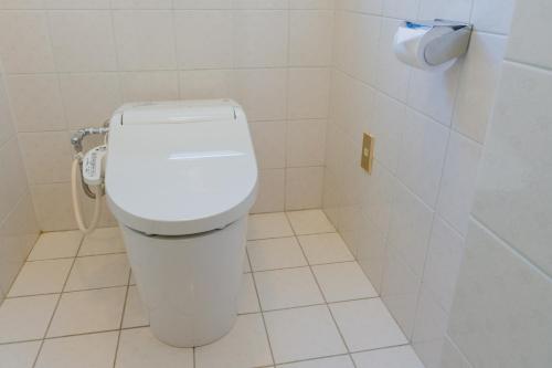 a bathroom with a white toilet in a stall at 全室オーシャンビューの宿 ルーチェ須崎 in Shimoda