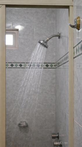 una doccia con un tubo dell'acqua in un bagno di Hotel Zafra a Torreón