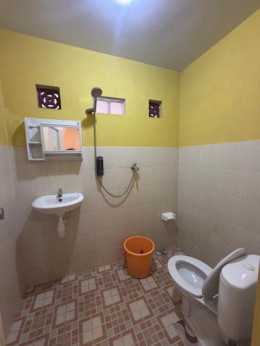 a bathroom with a toilet and a sink at Homestay Lereng Bromo in Bromo