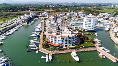 an aerial view of a marina with boats docked at Casa Celeste Sea View - Riviera Collection in Misano Adriatico