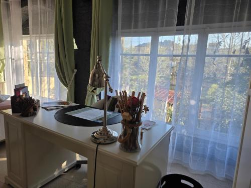 an office with a desk and a window at B&B Sallent in Sallent