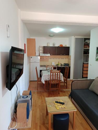a living room with a couch and a table at Apartman SAN in Soko Banja