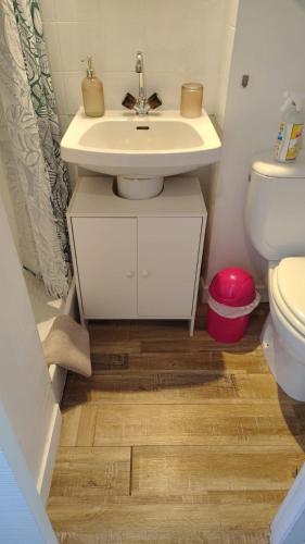 a bathroom with a sink and a toilet at Studio St Marc - plage à 300m in Saint-Nazaire