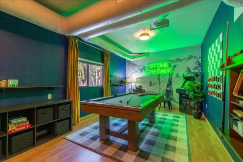 a billiard room with a pool table in it at Donner Lake Outpost home in Truckee