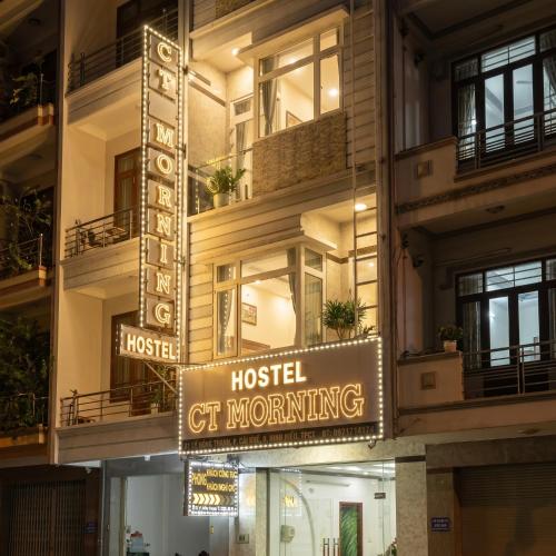 a building with a sign that reads hostel cct monitoring at CT Morning Hotel in Can Tho