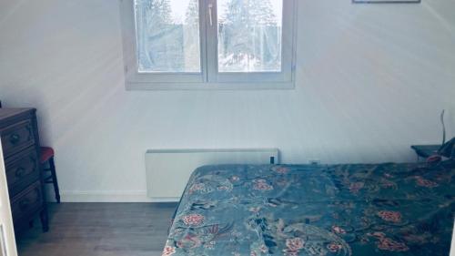 a bedroom with a bed and a window at Le Reflet du Lac in Malbuisson