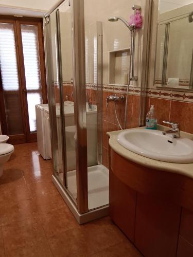 a bathroom with a shower and a sink at B&B Rosy in Corato