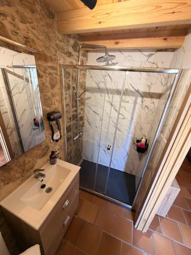 a bathroom with a shower and a sink at "la Casita" in Boiro