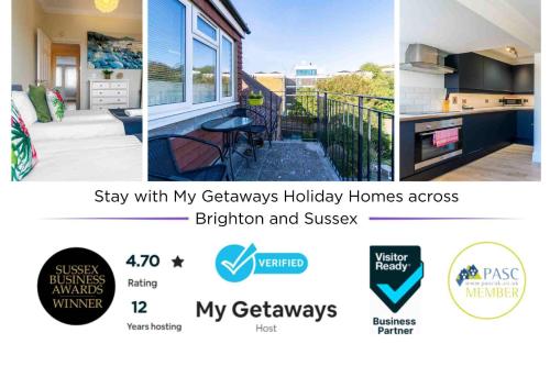 a collage of three pictures of a house at Brunswick Fab Pad By My Getaways in Brighton & Hove