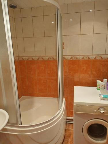 a bathroom with a shower and a toilet at Retrokodu in Rakvere