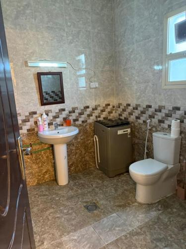 a bathroom with a toilet and a sink at Cozy studio AlJimi in Al Ain