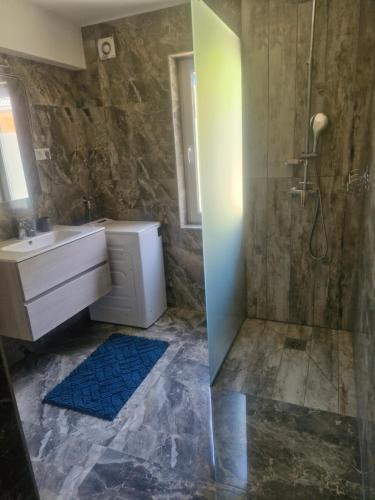 a bathroom with a toilet and a sink and a shower at Mirna zelena dolina in Šentilj