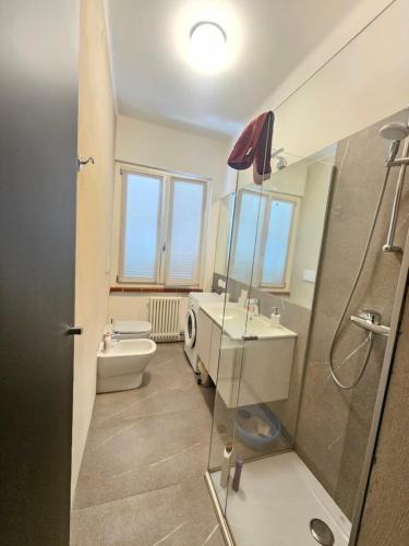 a bathroom with a shower and a sink and a toilet at Locazione turistica Corner 20 zona Clinica Piacenza in Piacenza