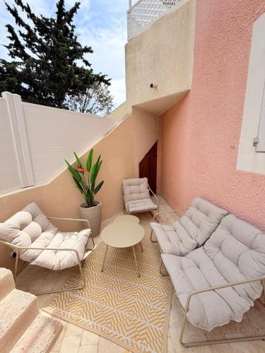 Le cocon de Sète - T2 cabine cosy, grande terrasse rez de jardin, clim, parking proche plage