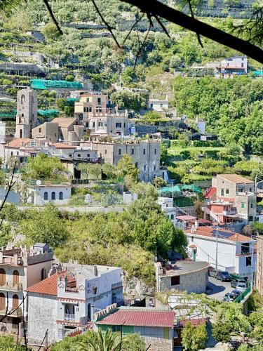 a view of a city with buildings on a hill at L'Antico Episcopio in Scala