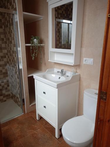 a bathroom with a white sink and a toilet at Casa Feria in Algodonales