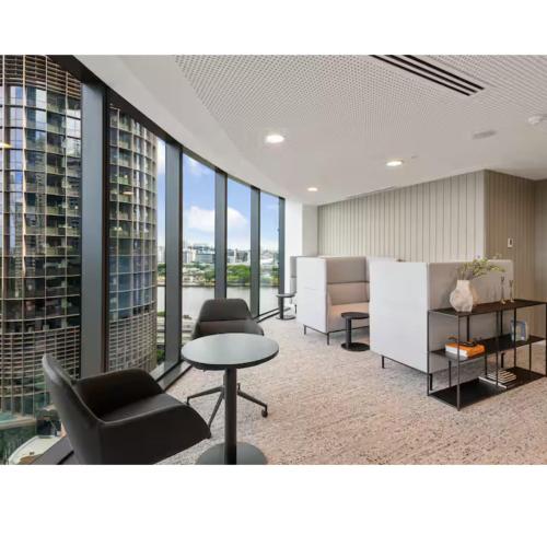an office with chairs and tables and windows at Matcha Madness Zen Escape - Riverfront in Brisbane
