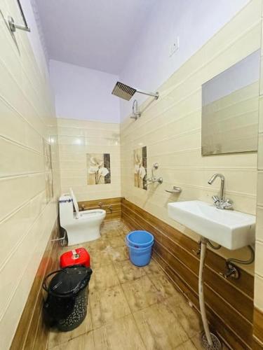 a bathroom with a sink and a toilet at Da Down Resort & Hotel in Candolim