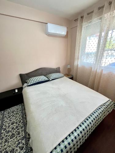 a bedroom with a large bed with a window at Juliya Apartment in Kavadarci