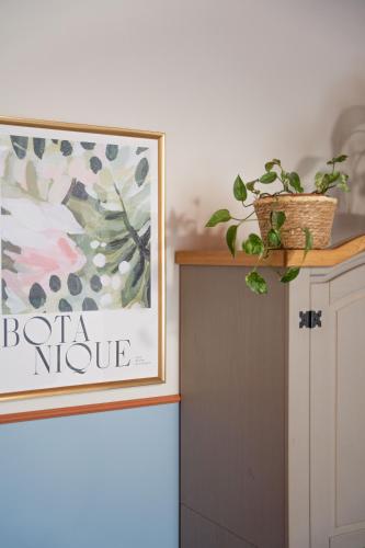 a picture on a shelf with a plant on it at Amagi Home in Montecchia di Crosara