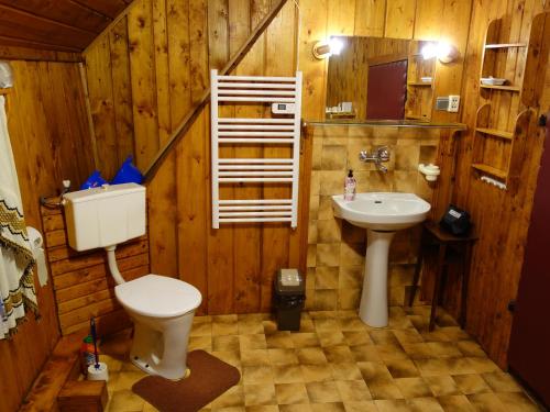Kúpeľňa v ubytovaní Agrowczasy Góry Bystrzyckie