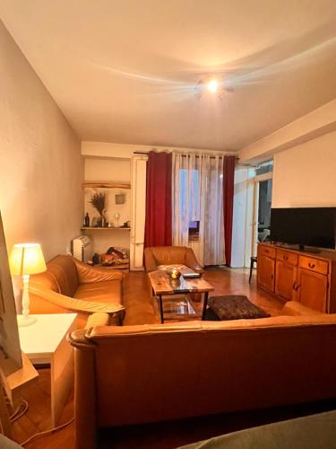 a living room with a couch and a table at Apartment 16 in Probištip