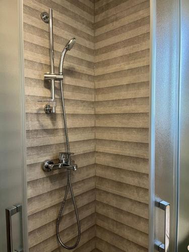 a shower with a shower head in a bathroom at Ivezić in Njivice