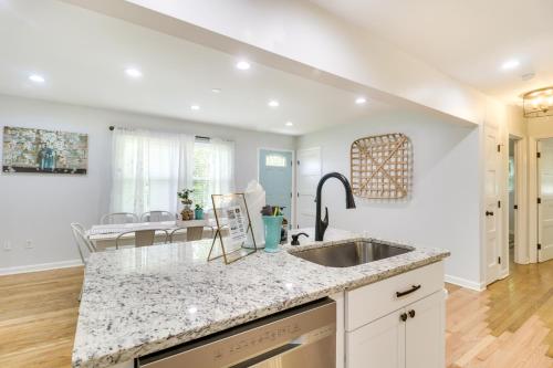 a kitchen with a sink and a counter top at Memes Cottage Near Nelson 151 in Afton