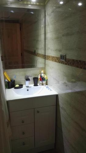 a bathroom with a sink and a mirror at Departamento Frente al Mar in Viña del Mar