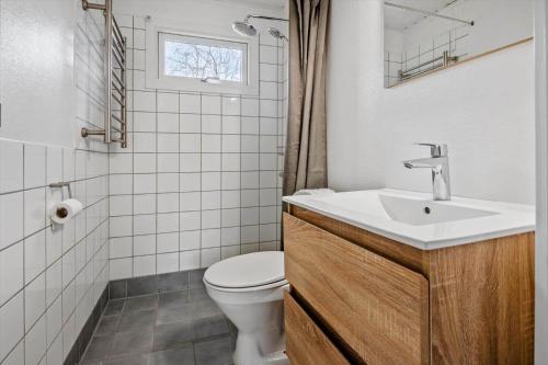 a bathroom with a sink and a toilet at S745-Stroby-Garderhojen-35 in Strøby
