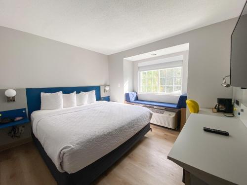 a hotel room with a bed and a window at Microtel Inn & Suites by Wyndham Columbia in Columbia