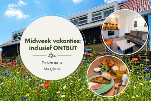 a collage of photos of a house with a garden at De Vlindertuin in Nes