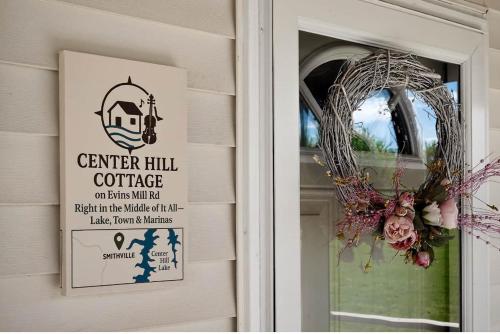 a wreath on the door of a house at Center Hill Cottage in Smithville
