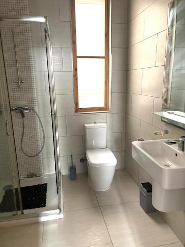 a bathroom with a toilet and a sink and a shower at Grand Residence 3-Bedroom Spacious Premium Central Apartment in Is-Swieqi