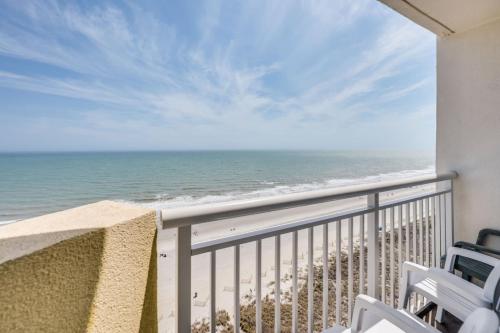 a balcony with a view of the ocean at Direct Oceanfront Unit Amazing Views with Pools in Myrtle Beach