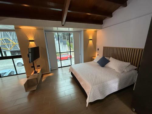 a bedroom with a bed and a tv in it at LoftBrothers39 in Bucaramanga