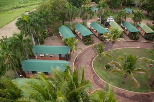 an aerial view of a resort with palm trees at Ivanhoe Resort in Kununurra