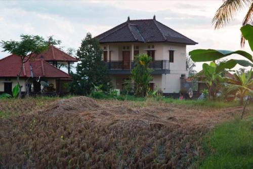 a house in the middle of a field next to a house at Yoga Homestay in Munduk