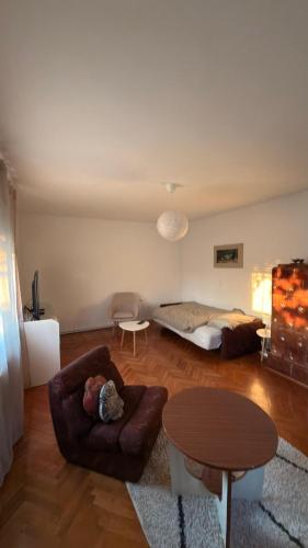 a living room with a couch and a bed at Magnolia guest house in Karlovac
