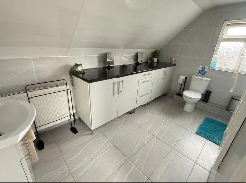 a bathroom with a sink and a toilet at The Pilgrims Cove in Burnham on Sea