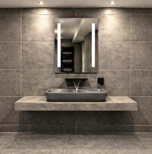 a bathroom with a sink and a mirror at Pulheim Room in Pulheim