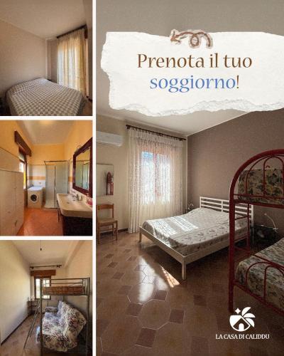 two pictures of a bedroom with a bed and a room at La casa di Caliddu in Torrenova