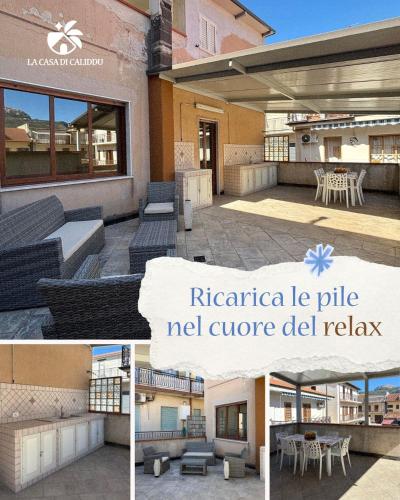 a collage of pictures of a building with a patio at La casa di Caliddu in Torrenova