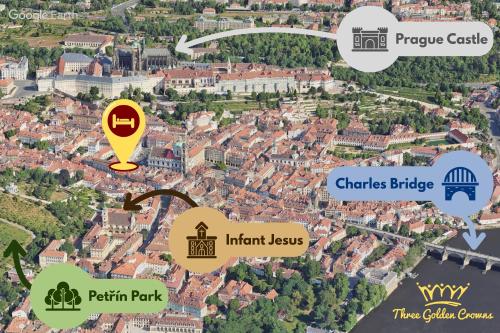 a map of the city of brasov at Three Golden Crowns Apartments in Prague