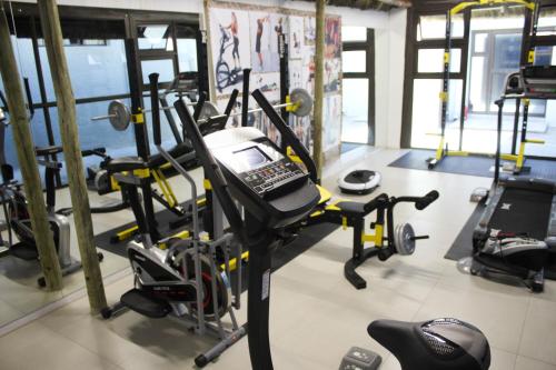 a gym with a lot of treadmills and exercise equipment at A-Z Boutique Guesthouse in Windhoek