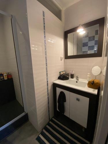 a bathroom with a sink and a shower at Maison de ville quartier saint-pierre in Brest