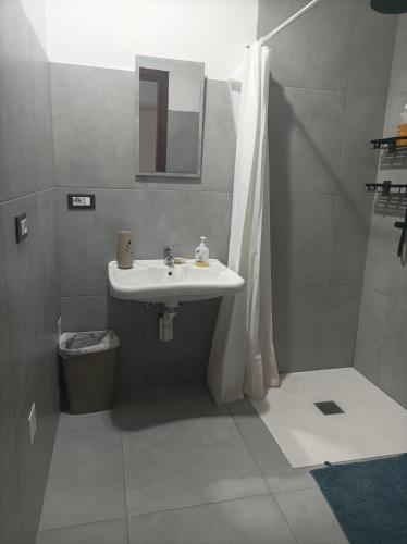 a bathroom with a sink and a shower at Via Gagliardi - Centro in Vibo Valentia