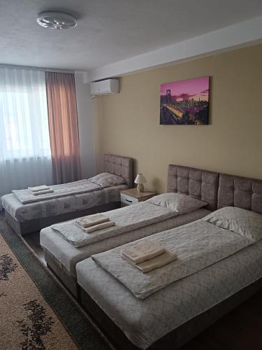 a hotel room with two beds and a couch at Apartmani Centar in Sjenica