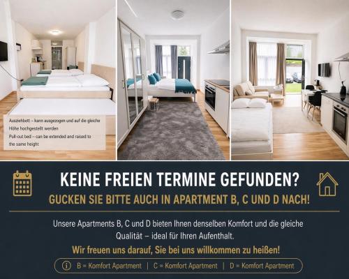 a collage of three pictures of a hotel room at baadenbergerstay A in Cologne