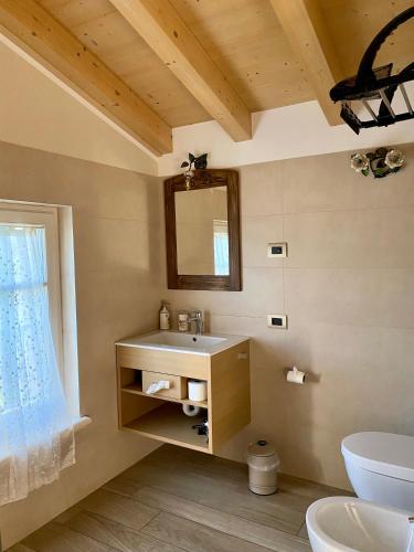 a bathroom with a sink and a mirror at ROSETO HOLIDAYS AZZURRO in Cavalcaselle